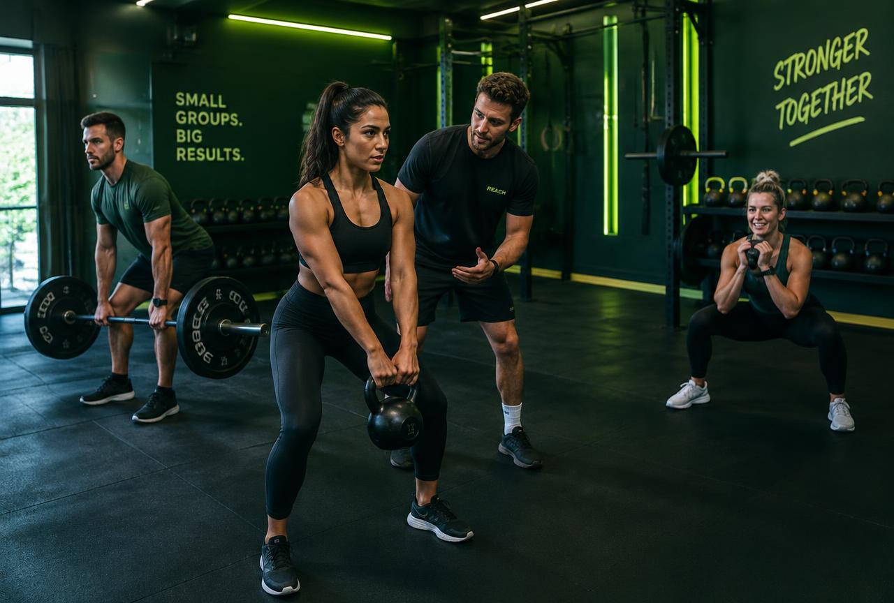 Small group training da 4 persone prenotato con l'app Fitflow
